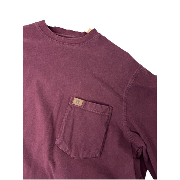 Wrangler Riggs Workwear Crew Neck Maroon Long Sleeve Work Shirt Mens Size LT - Picture 6 of 11